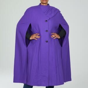 Vintage Alex Hayes Wool Cape Purple Wool Scarf Cloak Long Shoulder Pads Large